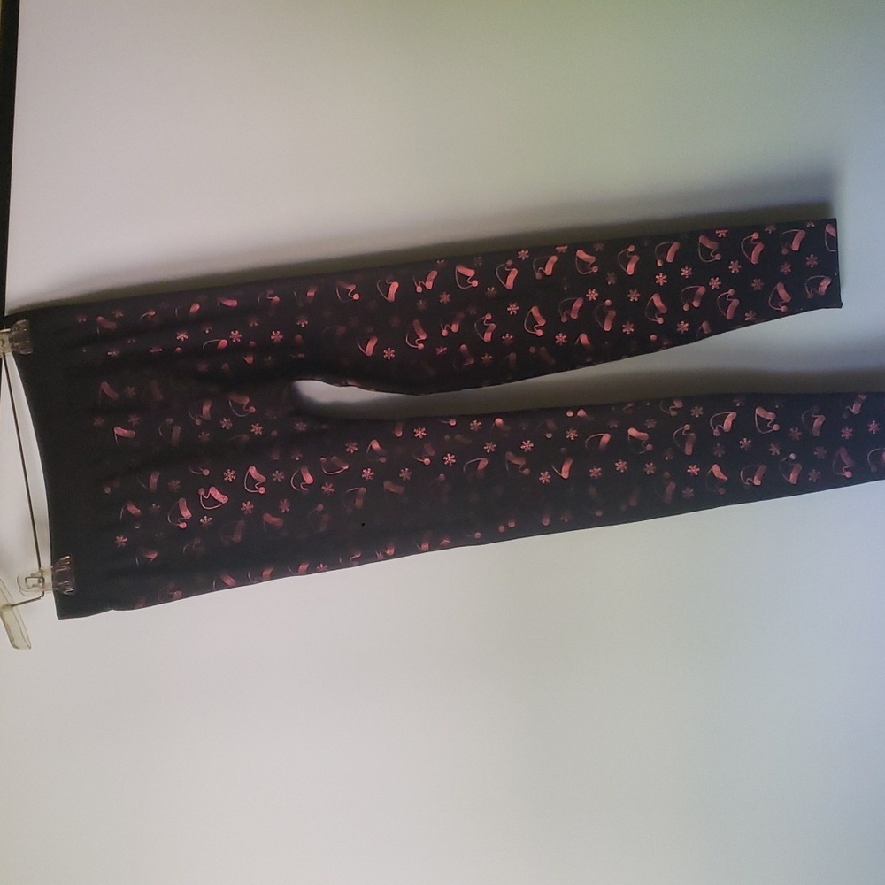 Santa hat girls bottom pajamas black and bronze size L XL
